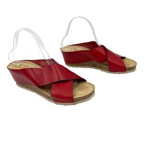 Yokono Canela Wedges Red Crisscross Leather Sandals